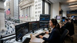 Investor analyzing global financial markets representing emerging market investments.