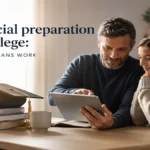 Father and teenage daughter planning college finances together at home using a tablet, illustrating how 529 college savings plans work in a modern and realistic financial planning scenario.